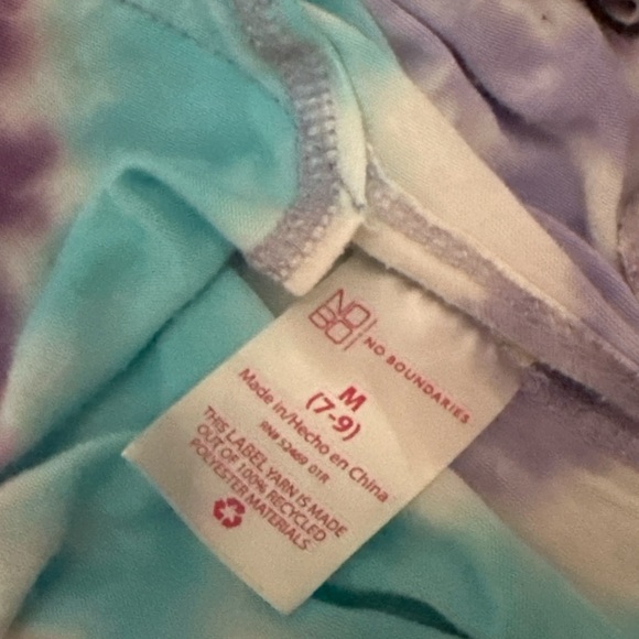 New Directions Colorful Purple Blue Tie Dye Open Back Bow Women’s Shirt Large - Picture 6 of 7